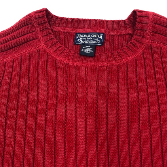 Polo Jeans Company Ralph Lauren Red Knit Sweater - Picture 3 of 4